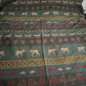 Pendleton Green Moose & Canoe Patterned Wool Throw